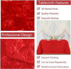 img 2 attached to QueenDream Red Tablecloth Rosette Tablecloth For Baby Shower 60X102 Inch Wedding Tablecloth Christmas Table Cloth For Party Decorations