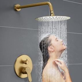 img 2 attached to Gabrylly 12" Rain Shower Head, Stainless Steel Ceiling Mounted Rainfall Showerhead, Brushed Gold Finish, 2.5 GPM Water Flow