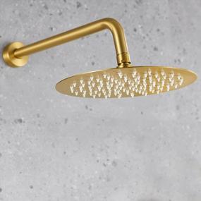 img 1 attached to Gabrylly 12" Rain Shower Head, Stainless Steel Ceiling Mounted Rainfall Showerhead, Brushed Gold Finish, 2.5 GPM Water Flow