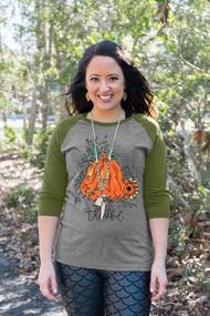 img 3 attached to Women'S Thanksgiving 3/4 Sleeve Raglan Baseball Tee - Thankful Pumpkin And Sunflower Graphic