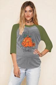 img 1 attached to Women'S Thanksgiving 3/4 Sleeve Raglan Baseball Tee - Thankful Pumpkin And Sunflower Graphic