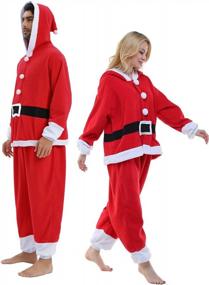 img 1 attached to NEWCOSPLAY Unisex Adult Santa Claus Reindeer Onesie Plush One Piece Pajamas Christmas Costume