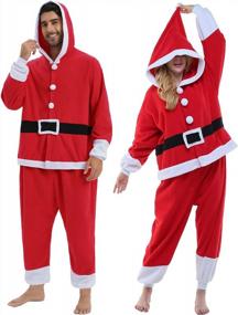 img 2 attached to NEWCOSPLAY унисекс для взрослых Санта-Клаус олень комбинезон плюшевые одна деталь пижамы Рождественский костюм