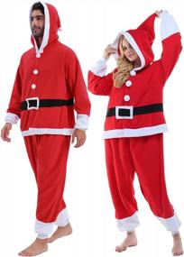 img 4 attached to NEWCOSPLAY Unisex Adult Santa Claus Reindeer Onesie Plush One Piece Pajamas Christmas Costume
