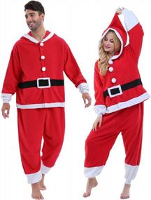 img 3 attached to NEWCOSPLAY Unisex Adult Santa Claus Reindeer Onesie Plush One Piece Pajamas Christmas Costume