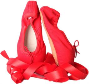 img 1 attached to BININBOX Canvas Ballet Professional Pointe Girls' Shoes ~ Athletic