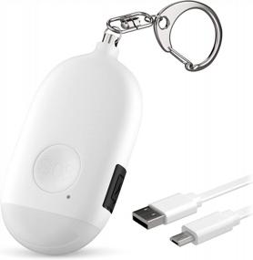 img 4 attached to Self Defense Personal Alarm Keychain For Women - 130 DB Loud USB Rechargeable Safety Siren Whistle With LED Light And Panic Button Or Pull Pin Alert Device - WETEN Key Chain (White)