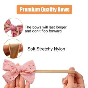 img 2 attached to 🎀 10-Pack Linen Baby Bow Headbands - Cute Hair Accessories for Baby Girls, Nylon Hairbands, Bows for Newborns, Infants, and Toddlers