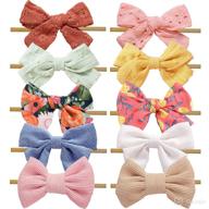 🎀 10-pack linen baby bow headbands - cute hair accessories for baby girls, nylon hairbands, bows for newborns, infants, and toddlers логотип