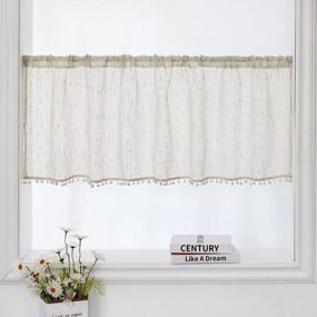 img 4 attached to 59" W X 17" H Handmade Polyester & Linen Tassel Valance Farmhouse Pastoral Curtains For Bedroom, Kitchen Doors & Windows Cabinets Decorative Rod Pocket 1 Piece