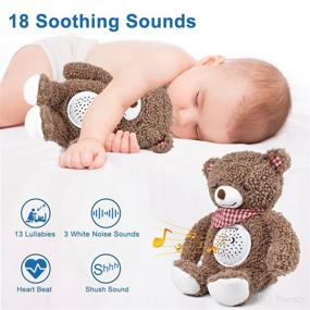 img 3 attached to 🌙 Housoly Baby Sleep Soother Bear - Rechargeable White Noise Projector Night Light and Portable Sound Machine with 18 Soothing Sounds - Plush Toy Gift for Infants with Cry Sensor