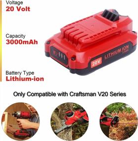 img 3 attached to Elefly 2 Pack 20V 3.0Ah Lithium Battery Replacement For Craftsman 20V Battery CMCB201 CMCB202 CMCB204, Compatible With Craftsman V20 Series 20V Max Cordless Power Tools
