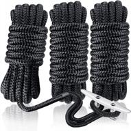 secure your boat with reliable dock lines & ropes - 3 pack of 3/8" x 15' double braided nylon lines with 5800 lbs breaking strength and 12" loop - perfect for kayaks and pontoon boats up to 30ft logo