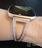 img 1 attached to Fitbit Versa/Versa Lite & SE/Versa 2 Bands For Women - Bayite Bling Stainless Steel Metal Jewelry Bracelet Bangle Wristband review by Chris Lentz