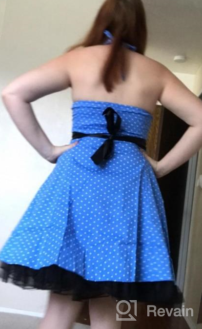 img 1 attached to 👗 Oten Vintage Polka Dot Halter Dress for Women - 1950s Floral Spring Retro Rockabilly Cocktail Swing Tea Dresses review by Sean Reddy