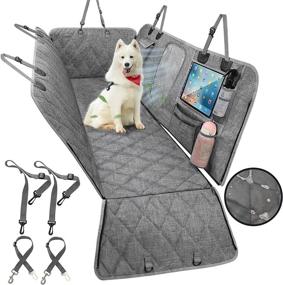 img 4 attached to Premium 7-Layer 900D Dog Car Seat Cover: Scratch-Proof, 🐶 Waterproof & Multi-Pocketed Back Seat Protector – Detachable Hammock Design