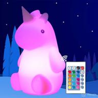 🦄 timpou unicorn night light: premium children's gift with cute color changing nursery design, featuring remote control, touch sensor, and usb rechargeable led bedside lamp логотип