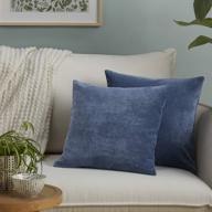 set of 2 navy blue velvet soft decorative throw pillow covers - ideal for sofa, couch, bed - 18"x18" square cushion cases by sohome logo