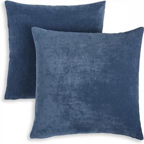 img 3 attached to Набор из 2 темно-синих бархатных мягких декоративных наволочек - идеально подходит для дивана, дивана, кровати - квадратные наволочки 18 "X18" от SoHome