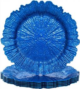 img 4 attached to 6 Pack 13 Inch Plastic Charger Plates For Dinner, Wedding Decoration - Royal Blue MAONAME Reef Blue