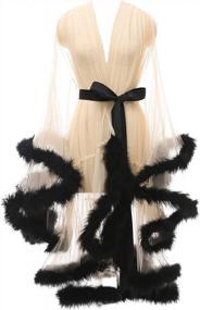 img 2 attached to Stunning Tulle & Feather Bathrobe For A Sensuous Boudoir Experience