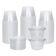 🍱 100 sets of 4 oz small plastic containers with lids for jello shots, disposable portion cups, condiments, sauces, and dressings логотип