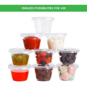 img 3 attached to 🍱 100 Sets of 4 oz Small Plastic Containers with Lids for Jello Shots, Disposable Portion Cups, Condiments, Sauces, and Dressings