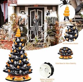 img 1 attached to Spooky Chic: DREAMADE 15" Hand-Painted Battery Powered Ceramic Halloween Tree With 12 Built-In Lights – Perfect Forever Lighted Centerpiece Decoration