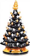 spooky chic: dreamade 15-дюймовая расписанная вручную керамическая елка на хэллоуин с питанием от батареек и 12 встроенными лампочками — идеальное украшение для центральной части с вечной подсветкой логотип