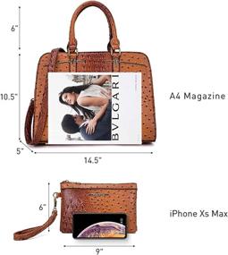 img 2 attached to Handbags Satchel Briefcases Matching 4 Ostrich Women's Handbags & Wallets - Totes