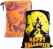 halloween trick or treat candy bags washable canvas tote bag drawstring bag for halloween candy cauldron & haunted house bags logo