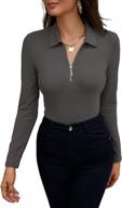женские стильные осенние рубашки-поло wosalba с воротником на лацканах и v-образным вырезом: выберите с длинным или коротким рукавом логотип