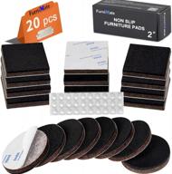 non-slip furniture pads - 20 pack of 2 inch rubber grippers for hardwood floors, self-adhesive with 30 bonus bumper pads - anti-skid slip and floor protectors in a convenient box logo