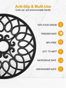 img 3 attached to SMARTAKE 6-Piece Silicone Trivet Mats Set - Multi-Use Kitchen Mats, Non-Slip Durable Table Mats For Hot Pot Holders, Dishes, Countertops And Home - Intricately Carved Coasters In Stylish Black