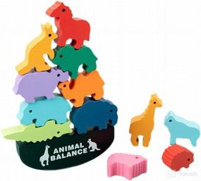 img 3 attached to 🐯 Wild Animal Wooden Stacking Blocks Balancing Games - Fun & Educational Preschool Toy for Toddlers, Kids, and Children - Enhance Parent-Child Interaction, Sorting & Equilibrium Puzzles