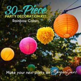 img 3 attached to 30-Piece Rainbow Party Decoration Set: Tissue Pom Poms, Paper Lanterns, Honeycomb Balls, And Garland; Colorful Decor For Special Events, Simple Assembly, SEO-Friendly