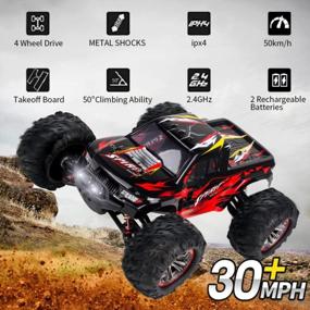 img 3 attached to MESIXI 1/10 RC Car Scale High Speed Around 50Kmh 2.4Ghz 4WD All Terrains Fast And Furious Hobby 4X4 Offroad Remote Control Truck For Adult And Boy Kid With Two Rechargeable Batteries
