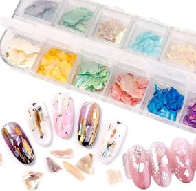 img 4 attached to 12-цветные ломтики морской раковины Abalone для украшения ногтей, нерегулярные блестящие хлопья, подвески русалки, товары для рукоделия