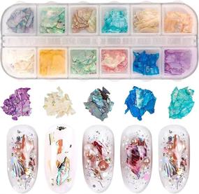 img 3 attached to 12-Color Abalone Seashell Slices For Nail Art Decorations, Irregular Glitter Flakes, Mermaid Charms DIY Supplies