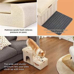 img 3 attached to 🐶 Lesure Dog Steps for Bed with Storage & Condo: Foldable Pet Stairs for Small Dogs to Access Bed & Couch Comfortably - Gear Easy Puppy Steps for Dogs Up to 15lbs, Taupe