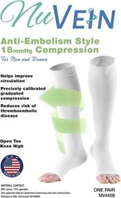 img 2 attached to Medical Grade NuVein Surgical Stockings With 18 MmHg Embolic Recovery Support, Unisex Knee High Fit, Open Toe, White, Medium Size