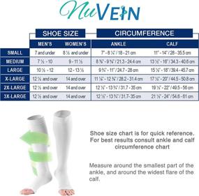 img 3 attached to Medical Grade NuVein Surgical Stockings With 18 MmHg Embolic Recovery Support, Unisex Knee High Fit, Open Toe, White, Medium Size