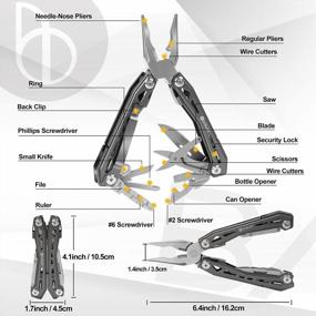 img 3 attached to Gift For Men Dad, BIBURY Multitools, Portable Multitool Foldable Pliers With Scissors, Can Opener & Screwdriver, EDC Tools For Camping, Outdoor Activities, Home Repair - Titanium Plating