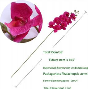 img 3 attached to Добавьте элегантности и красоты в любое пространство с 38-дюймовыми искусственными орхидеями фаленопсиса U'Artlines - идеально подходит для дома, офиса и свадьбы - упаковка из 4 (розово-красная)