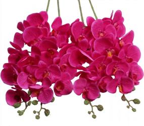 img 1 attached to Add Elegance And Beauty To Any Space With U'Artlines 38 Inch Artificial Phalaenopsis Orchids - Perfect For Home, Office, And Weddings - Pack Of 4 (Rose Red)
