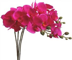 img 4 attached to Добавьте элегантности и красоты в любое пространство с 38-дюймовыми искусственными орхидеями фаленопсиса U'Artlines - идеально подходит для дома, офиса и свадьбы - упаковка из 4 (розово-красная)