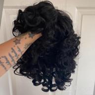 img 1 attached to Black Women 14" Afro Kinky Wig With Bangs - ELIM Short Curly Synthetic Hair Replacement Wigs Z221 review by Loren Slama