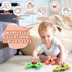 img 3 attached to 🔵 Engaging Suction Cup Spinner Toys for 2-3 Year Old Boy or Girl - Perfect Sensory and Learning Gift for Toddlers - Includes 3 Pieces: Also Ideal as Bath Toys for Babies 18+ Months - Exciting Baby Gifts Idea