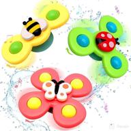 🔵 engaging suction cup spinner toys for 2-3 year old boy or girl - perfect sensory and learning gift for toddlers - includes 3 pieces: also ideal as bath toys for babies 18+ months - exciting baby gifts idea logo