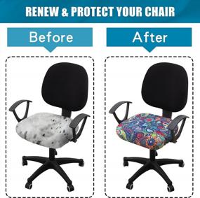 img 1 attached to Smiry Printed Office Computer Chair Seat Covers, Soft Stretch Washable Universal Rotating Desk Chair Seat Cushion Protectors - Paisley